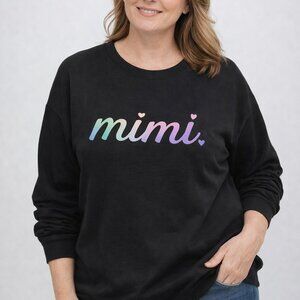 XL Black Lightweight Sweatshirt with Mimi In Rainbow Print